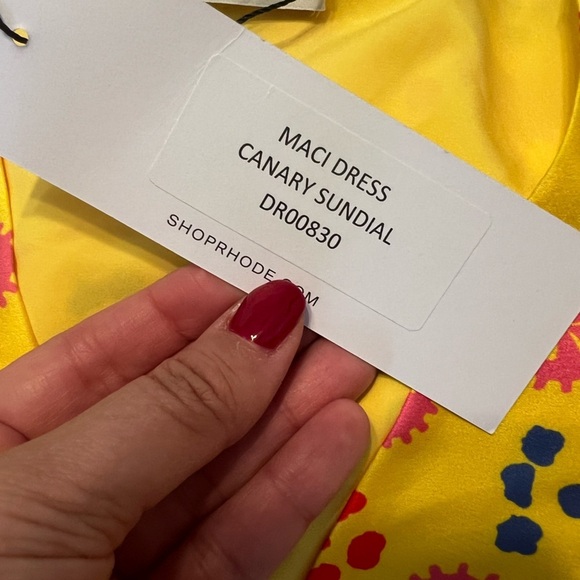 NWT RHODE Maci Floral V-Neck Dress in Yellow Sundial Canary Sz 4 - Picture 4 of 6